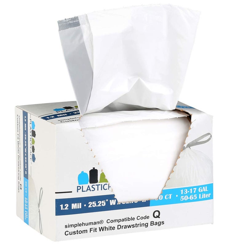 Plasticplace Custom Fit Trash Bags, Compatible with Simplehuman Code Q (50 Count), 13-17 Gallon Drawstring Garbage Liners, Heavy Duty Tear-Resistant - Image 3